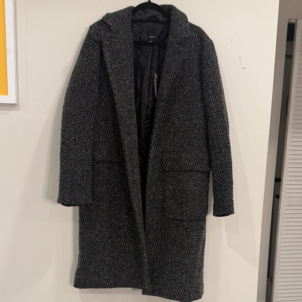 Twenty Black and White Herringbone Coat